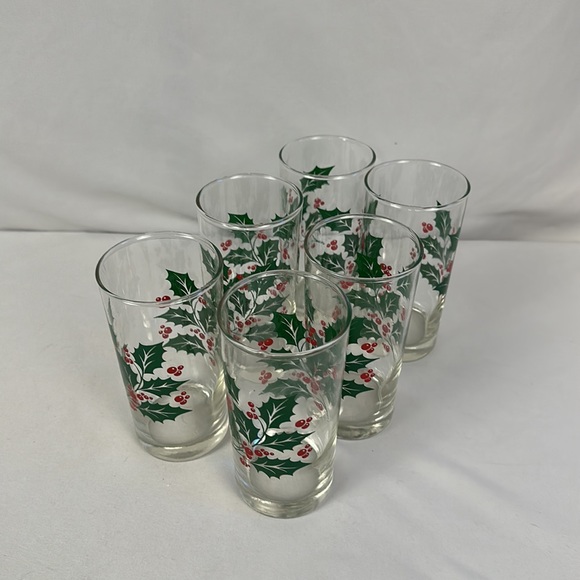 VINTAGE Bartlett Collins/Tumblers Set Of 6 Holly  Glasses - Picture 12 of 16